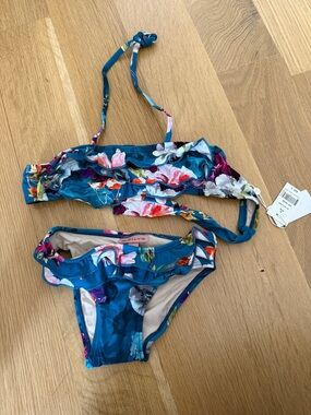 Pilyq Teal Floral Ruffle Girls' Bikini